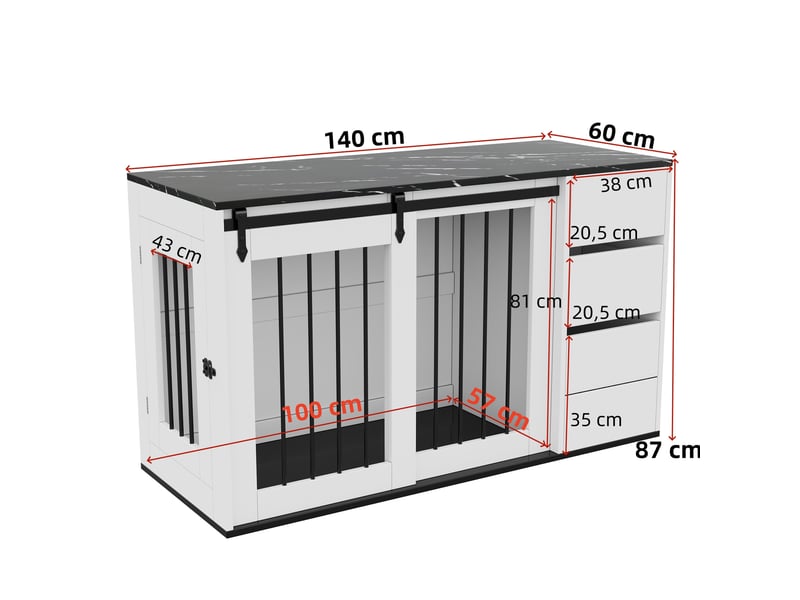  Meuble de rangement 140x60x87 cm avec tiroirs mdf métal blanc  - Conforama E