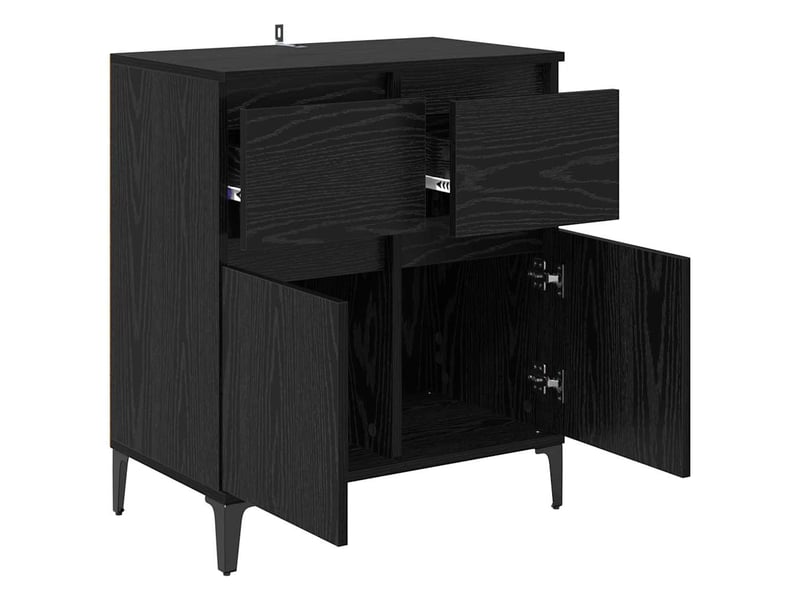  Buffet - bahut - meuble de rangement chêne noir 60 x 35 x 70 cm bois d'ingénierie et fer  - Conforama E