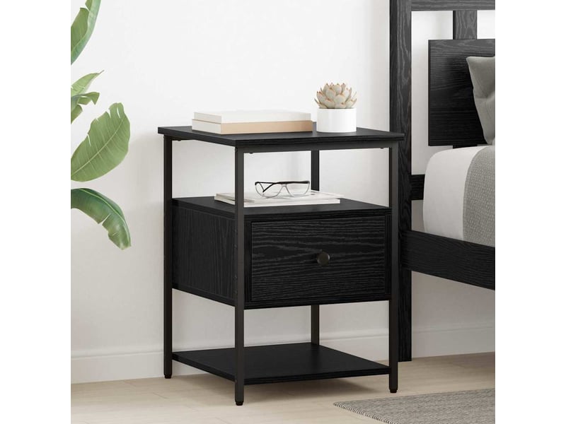 Table de chevet avec tiroir 2 pièces chêne noir 40 x 42 x 56 cm - Conforama B