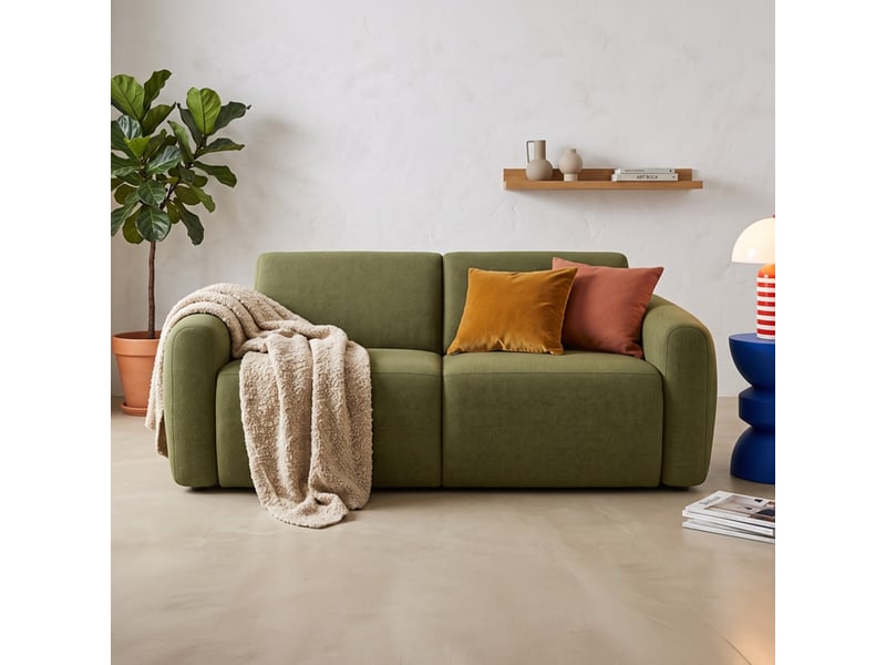 Canapé droit convertible 3 places en tissu chenille vert olive - ouverture express - suzie Suzie - Conforama C