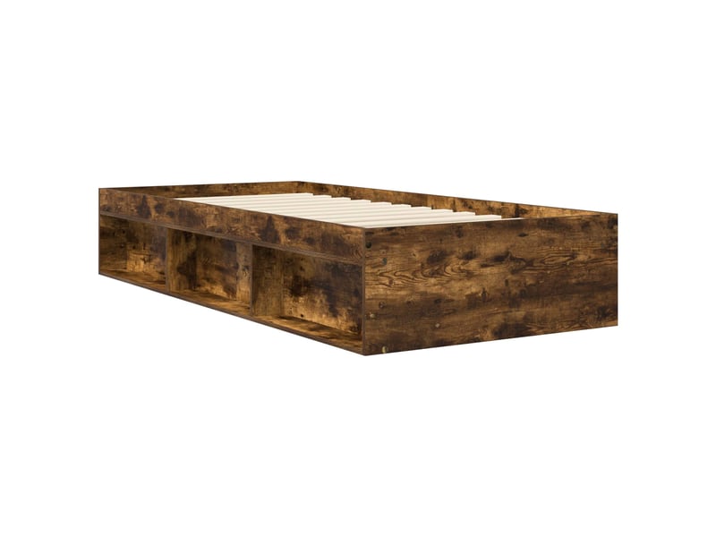  Lit simple- lit adulte -  cadre de lit avec rangement avec étagère chêne fumé 80 x 200 cm  - Conforama B