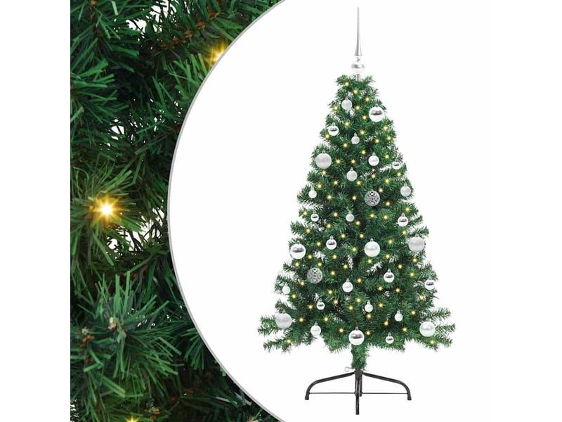 Sapin de noël artificiel, arbre de noël pré-éclairé vert 150 cm pvc shl7348  - Conforama A