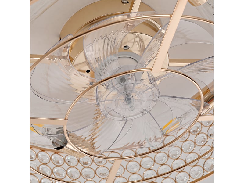 Ventilateur de plafond encastré 19 pouces doré à cristaux, 6 vitesses, app + télécommande, pour plafond bas - Conforama D