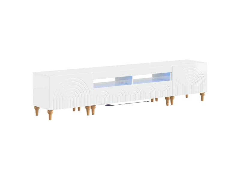Ensemble de 3 meubles tv led blanc brillant bois d'ingénierie shl19161 - Conforama A