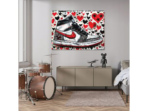 Tableau décoration murale impression sur toile chaussure baskets rouge - 100x70 cm - tableau décoration murale chambre et salon
