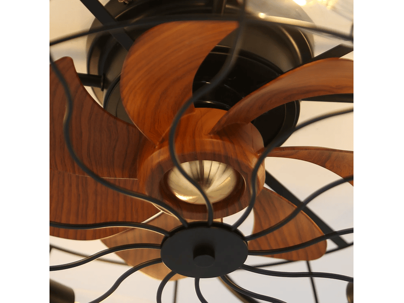 Ventilateur de plafond 20 pouces plat 7 pales 6 vitesses lumière moteur dc télécommande, ppour salon, acier noir abs - Conforama W