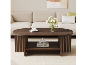 Table basse ovale coloris bois foncé <strong>HAUSS SPOLE</strong> <strong></strong> - 49 cmx100 cm