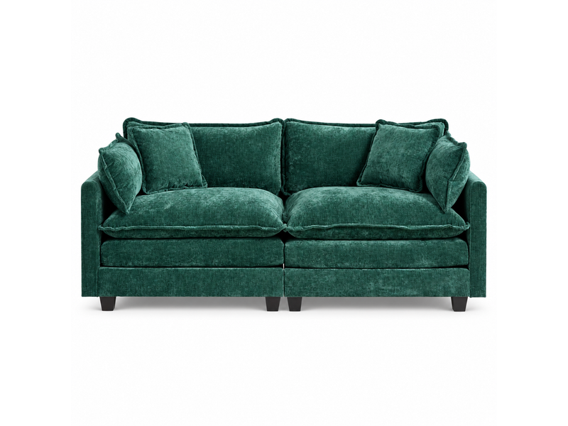  Canapé droit 2 places 195 × 75 × 84 cm en chenille vert, assise souple IKSETERA TRADING LTD - Conforama A