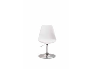 Chaise de salle à manger x1 pivotante hauteur réglable en plastique blanc et pied trompette en métal chromé 10_0008601