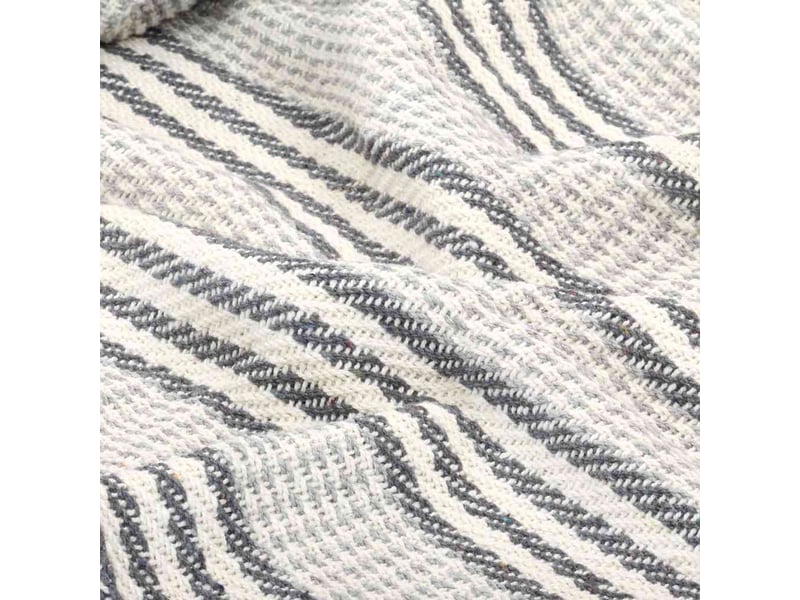  Couverture coton à rayures 220x250 cm gris et blanc  - Conforama E
