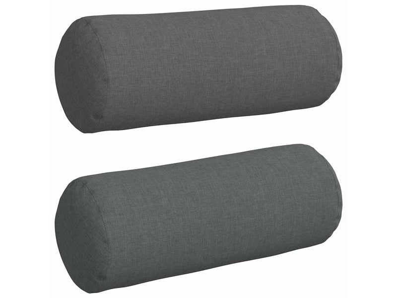  Lot de 2 coussins d'accent, coussins décoratifs, coussins lombaires tissu gris foncé ø 15 x 40 cm cf56695  - Conforama A