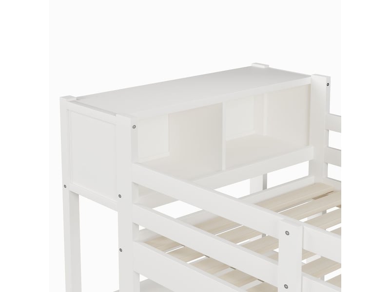  Lit mezzanine avec bureau 90 x 200 cm étagères de rangement plusieurs compartiments bureau intégré meuble à vêtements coloris blanc  - Conforama D