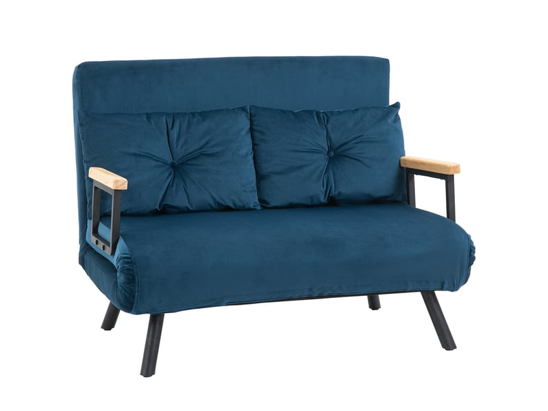  Fauteuil convertible lit 1 place velours bleu - dossier réglable 5 positions - structure acier solide - 102x73x81cm  - Conforama A
