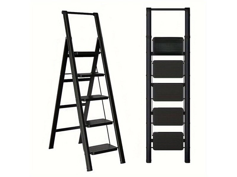  Escabeau 5 marches en acier pliant léger antidérapant noir  - Conforama A