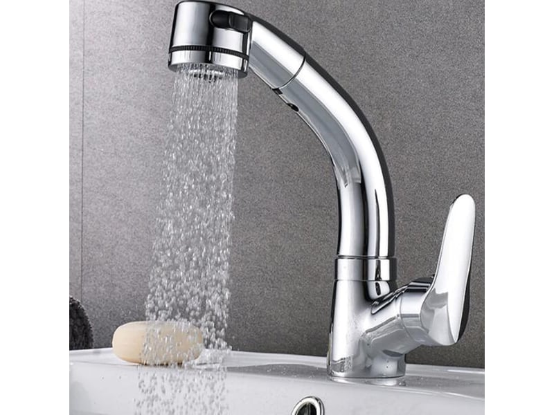  Salle de bain single handle lavabo coulissant robinet froid chaud accessoires de salle de bain,argent SZPA315400JJZJ - Conforama E