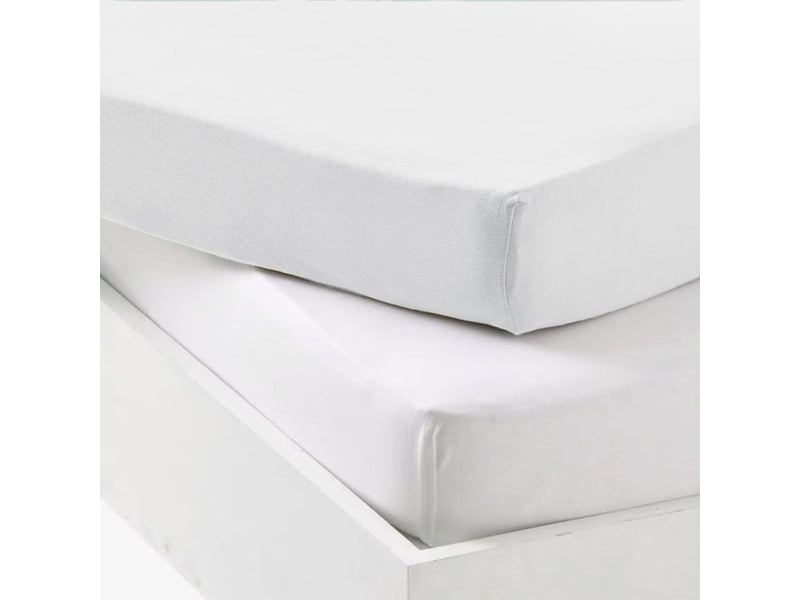  Drap housse bebe 60 x 120 cm jersey coton blanc lot de 2 1901577 - Conforama B
