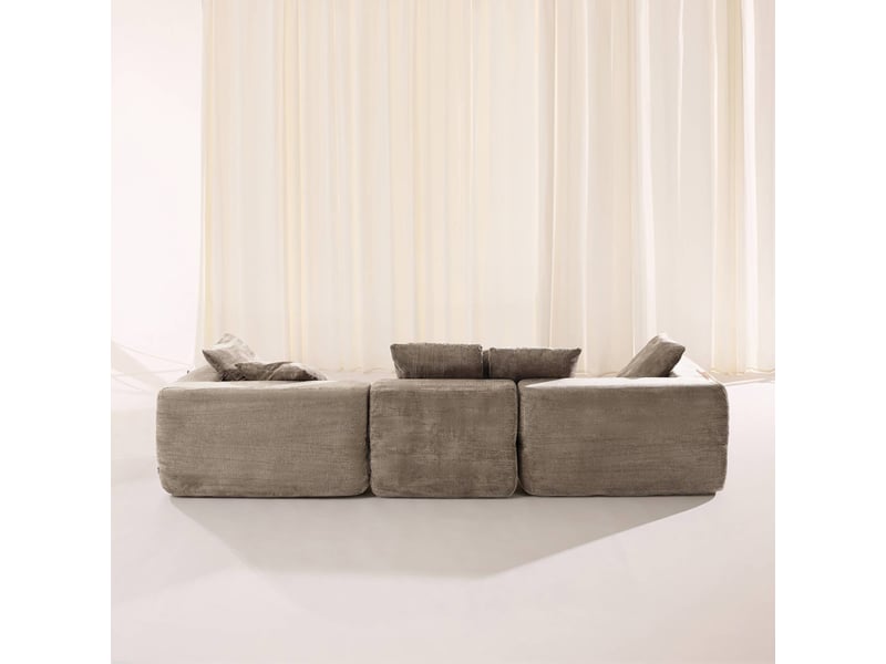  Canapé modulable tissu chenille 4 places beige foncé - movi  - Conforama E