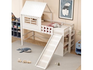 Lit mezzanine 90x200 cm <strong>HAUSS SPOLE</strong>  <strong></strong> coloris blanc