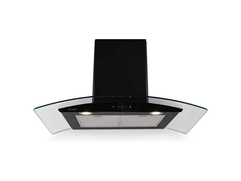 Hotte decorative murale 90 cm - verre et noir - 850 m3h - moteur brushless a+++ commande tactile et gestuelle - beldeko - Conforama C