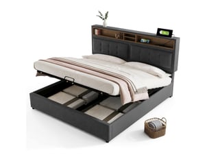 Lit coffre 160x200 cm <strong>ZERBACO</strong>  <strong></strong> coloris gris