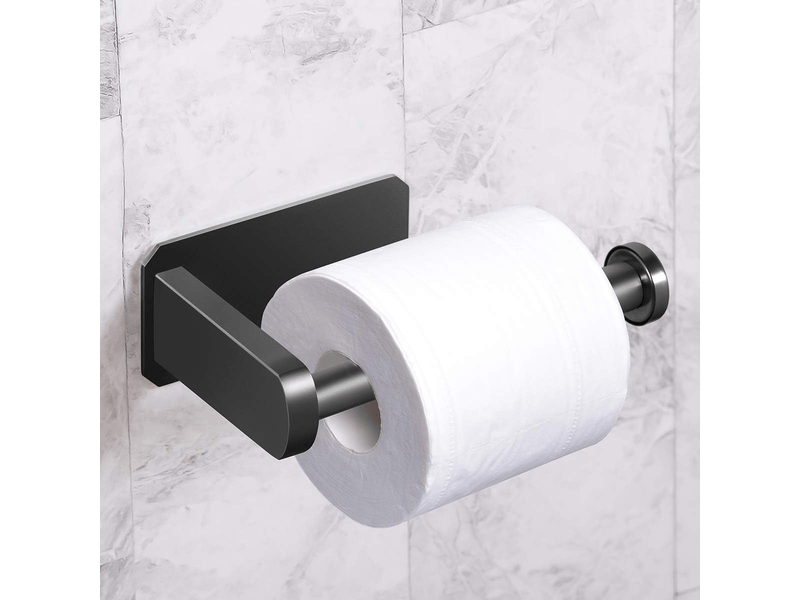  Porte-papier toilette autocollant pour cuisine ou salle de bain, sans perçage, se fixe au mur, en acier inoxydable brossé,noir  - Conforama D
