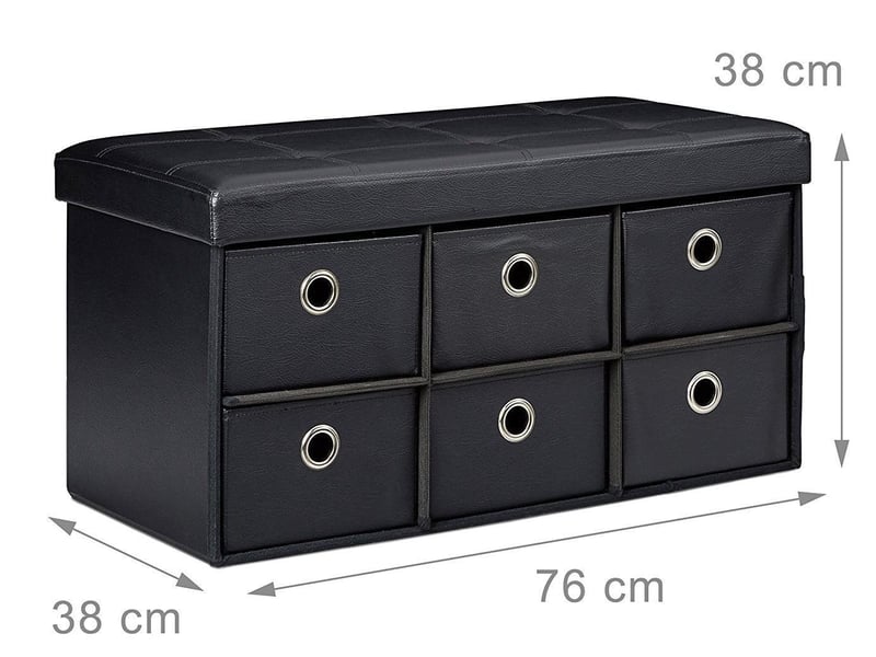  Banquette banc coffre de rangement avc tiroirs 76 cm noir 3013003  - Conforama A