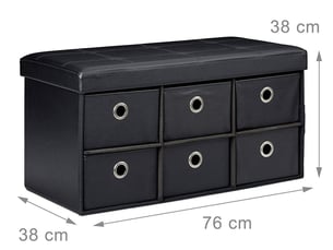 Banquette banc coffre de rangement avc tiroirs 76 cm noir 3013003