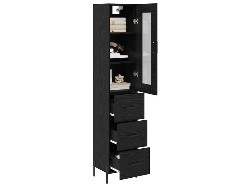  Buffet - haut armoire chêne noir 34,5 x 34 x 180 cm bois d'ingénierie  - Conforama C