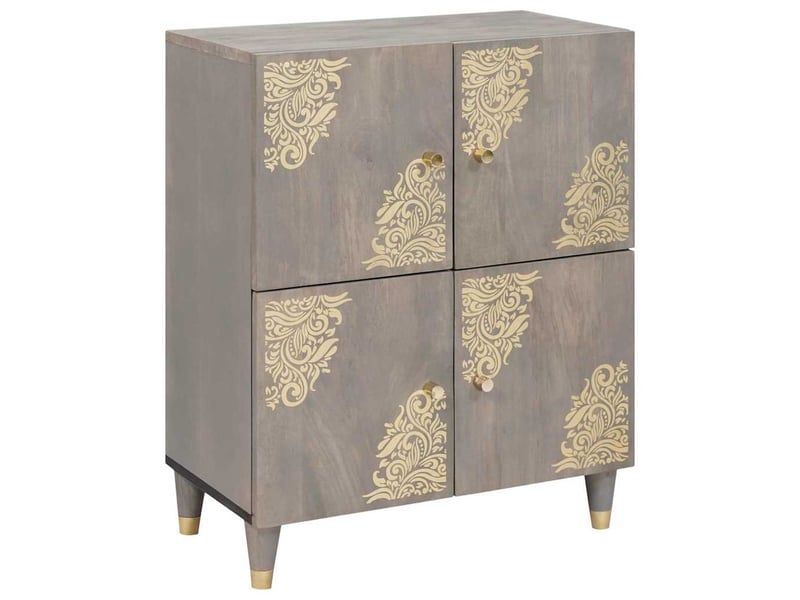  Buffet - bahut - meuble de rangement gris et or 60 x 33 x 75 cm bois de mangue massif  - Conforama A