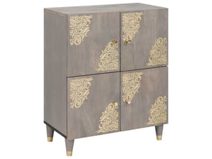Buffet - bahut - meuble de rangement gris et or 60 x 33 x 75 cm bois de mangue massif