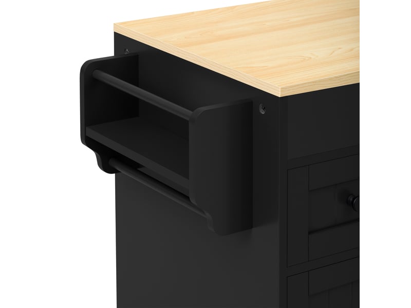 Îlot de cuisine sur roulettes,137x45,2x92 cm,extensible,mdf,noir et naturel - Conforama E