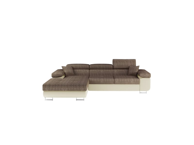  Canapé d'angle convertible amanda beige et crème en tissu grosse maille  - Conforama A