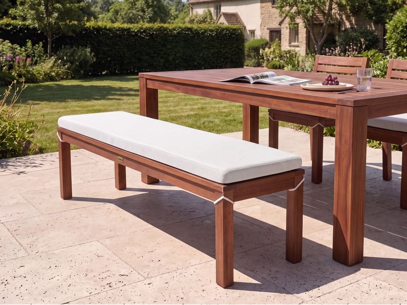  Banc avec coussin d'assise tuscania 160 cm bois d'eucalyptus blanc cassé  - Conforama B