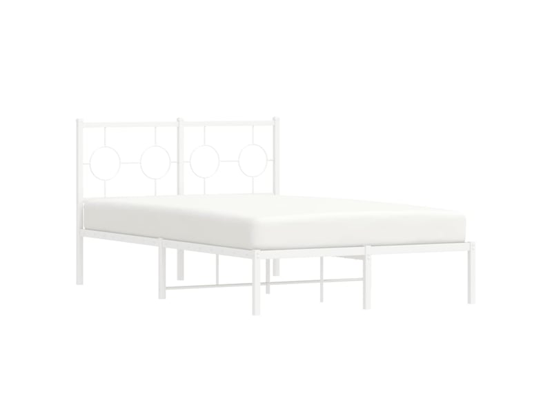  Lit double- lit adulte -  cadre de lit métal sans matelas et tête de lit blanc 120x190 cm  - Conforama C