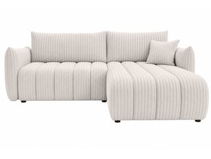 Canapé d'angle réversible convertible CASANOVA 4 places Velours côtelé blanc avec coffre de rangement