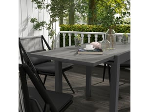 Table à manger 81162 x 80 x 75 cm structure extensible table repas 6 places aluminium finition grise charge jusqu’à 70 kg