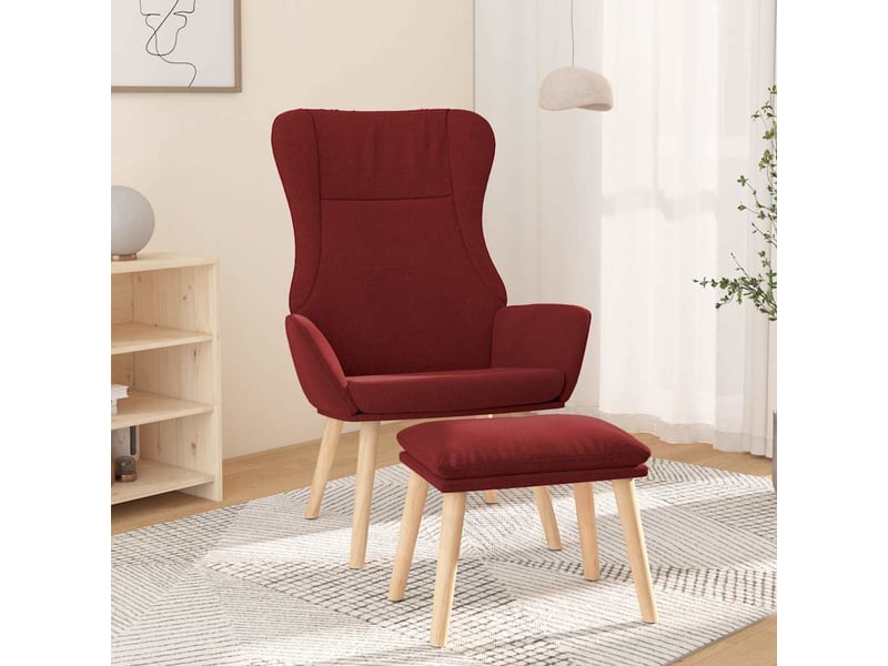  Vidaxl chaise de relaxation avec repose-pied rouge bordeaux tissu  - Conforama B