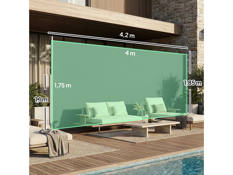  Store latéral extensible, brise-vue pour espaces extérieurs, hydrofuge, protection uv 50+, 420 x 185 cm, gris foncé  - Conforama E