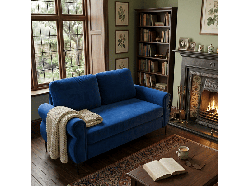  Canapé compact - tissu respirant et durable - dimensions compactes 173,5 cm - cadre en métal et bois stable Bleu - Conforama C
