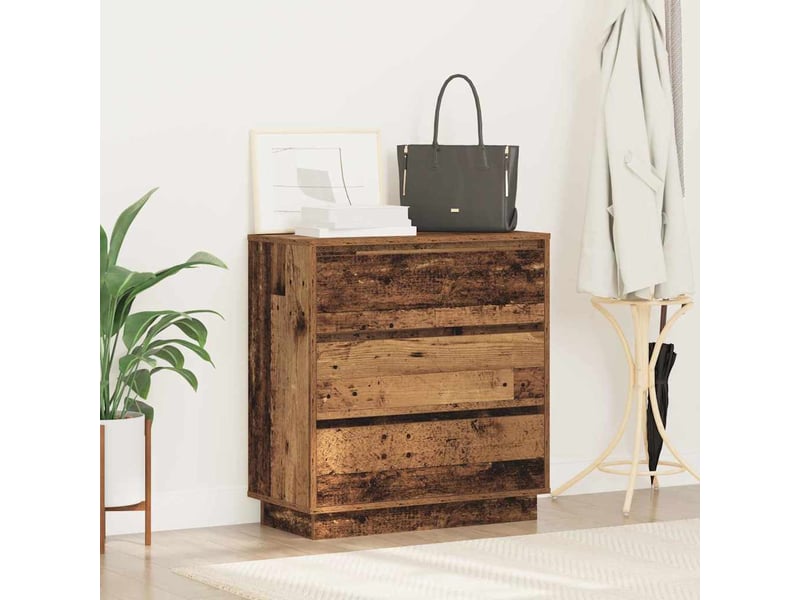  Vidaxl table de chevet 3 tiroirs led usb bois meuble rangement 71x34,5x75cm chambre à coucher  - Conforama D