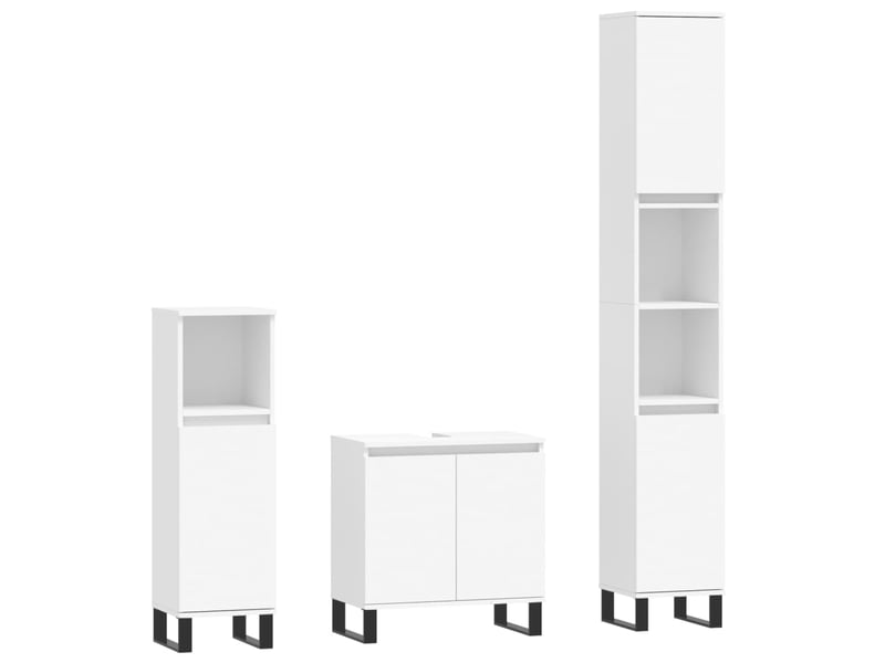Ensemble d'armoires salle de bain 3 pcs blanc bois d'ingénierie cf63036 - Conforama A