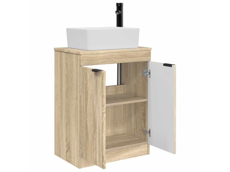 Meuble salle de bain avec évier, meuble de rangement chêne sonoma 54x35x83 cm shl5411 - Conforama D