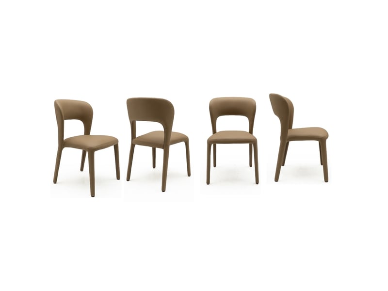  Lot de 4 chaises recouvertes de similicuir couleur vison  - Conforama A