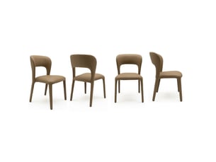 Lot de 4 chaises recouvertes de similicuir couleur vison