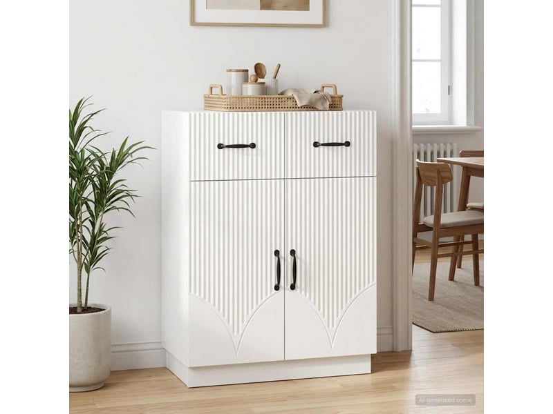  Buffet - bahut - meuble de rangement blanc brillant 66 x 34,5 x 87 cm bois d'ingénierie  - Conforama D
