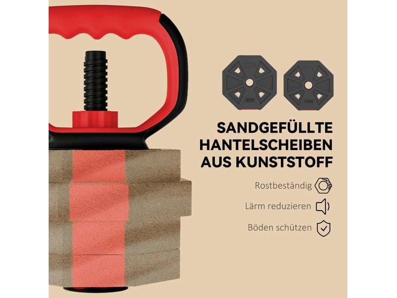  Ensemble d'haltères 4-en-1 100x18x18 cm réglable rouge  - Conforama E