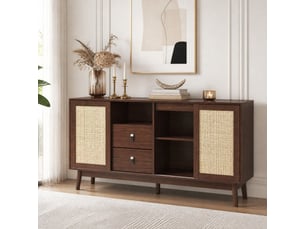 Buffet 3 porte(s) 2 tiroir(s) <strong></strong> <strong></strong> - 155 cm coloris bois foncé