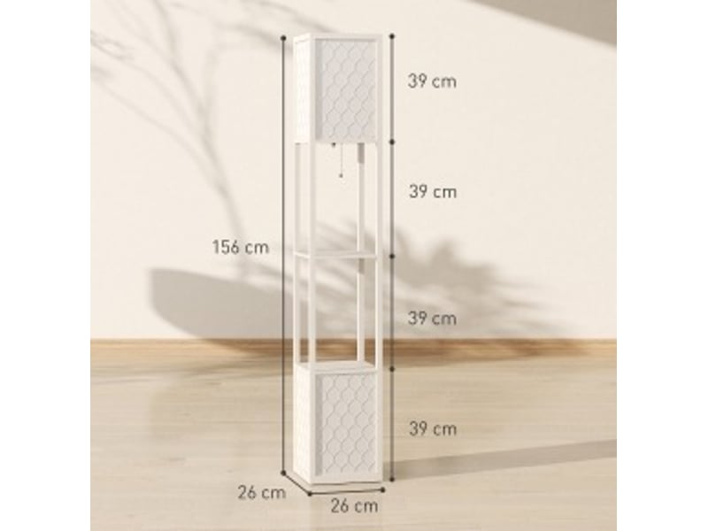  Lampadaire 26x26x156 cm avec 2 tablettes mdf gris clair  - Conforama E