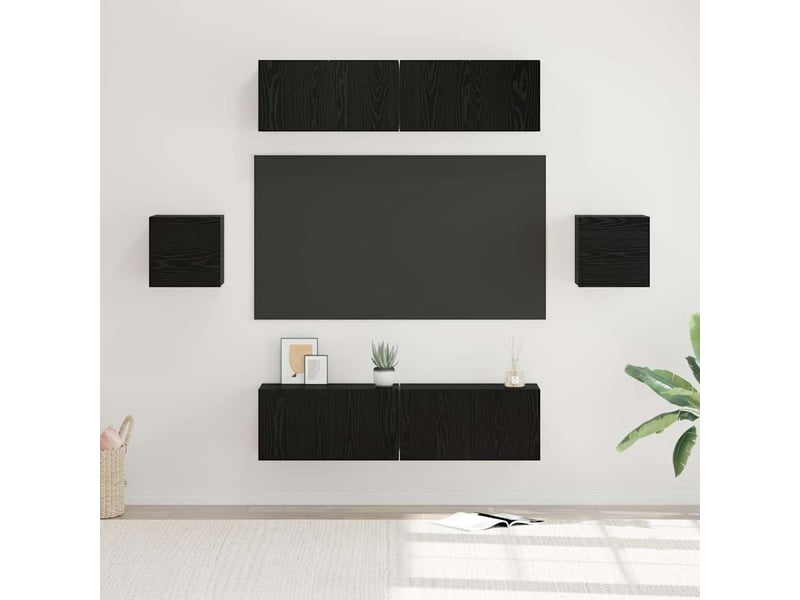 Ensemble meuble tv - banc tv - meuble de rangement 6 pcs chêne noir bois d'ingénierie  - Conforama B