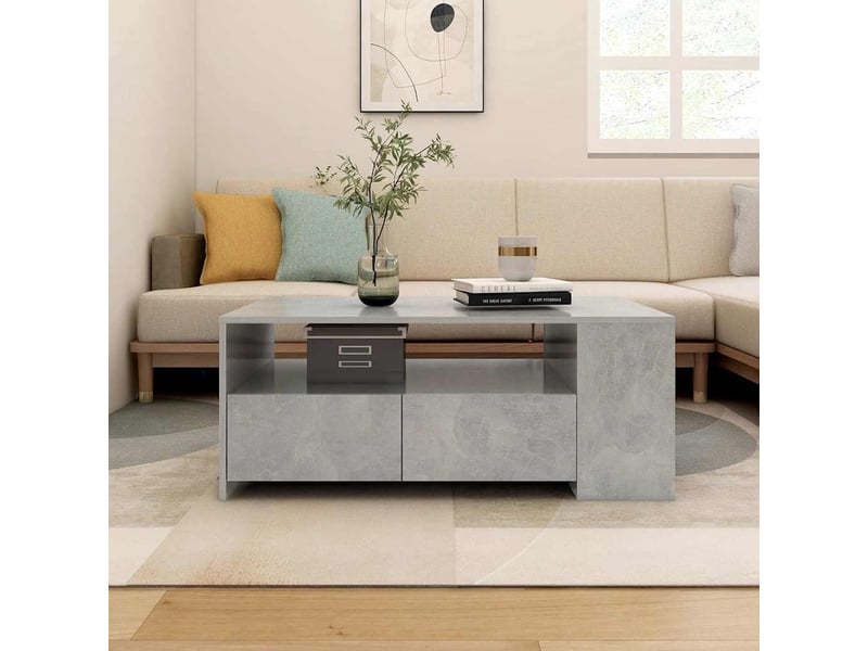  Table basse rectangulaire | table de salon gris béton 102x55x42 cm bois d'ingénierie shl905  - Conforama B